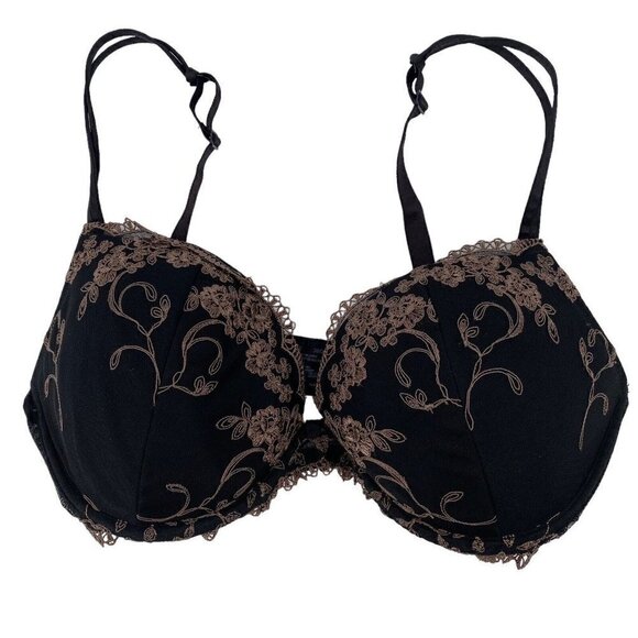 Ambrielle Women Bra 36DD Black Extreme Push Up Lace Underwire Adjustable Straps - Picture 1 of 6